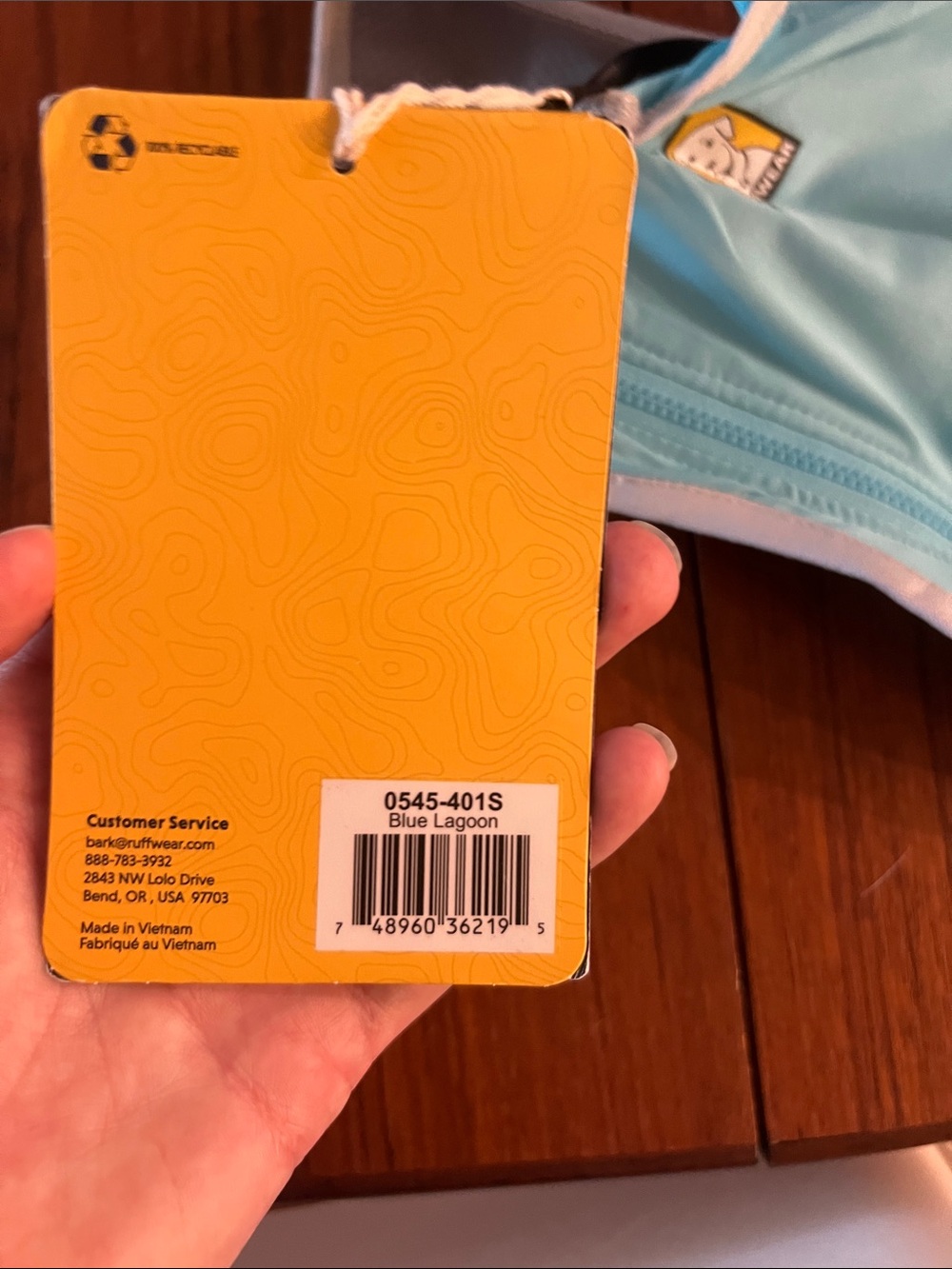 Ruffwear Dog One-Piece Cooling Vest in Light Blue and White (S) - Picture 8 of 8